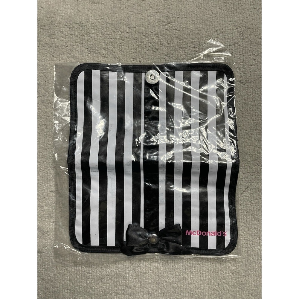 McDonald's Sephora Collab Makeup Bag/Wristlet White/Black Striped Rare Happy